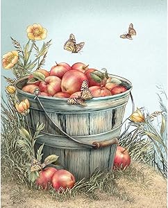 Gofission Diamond Painting Apple Harvest by Numbers Kits, DIY 5D Diamond Art Cross Stitch Full Drill Crystal Rhinestones 12x16 inch (Apple)