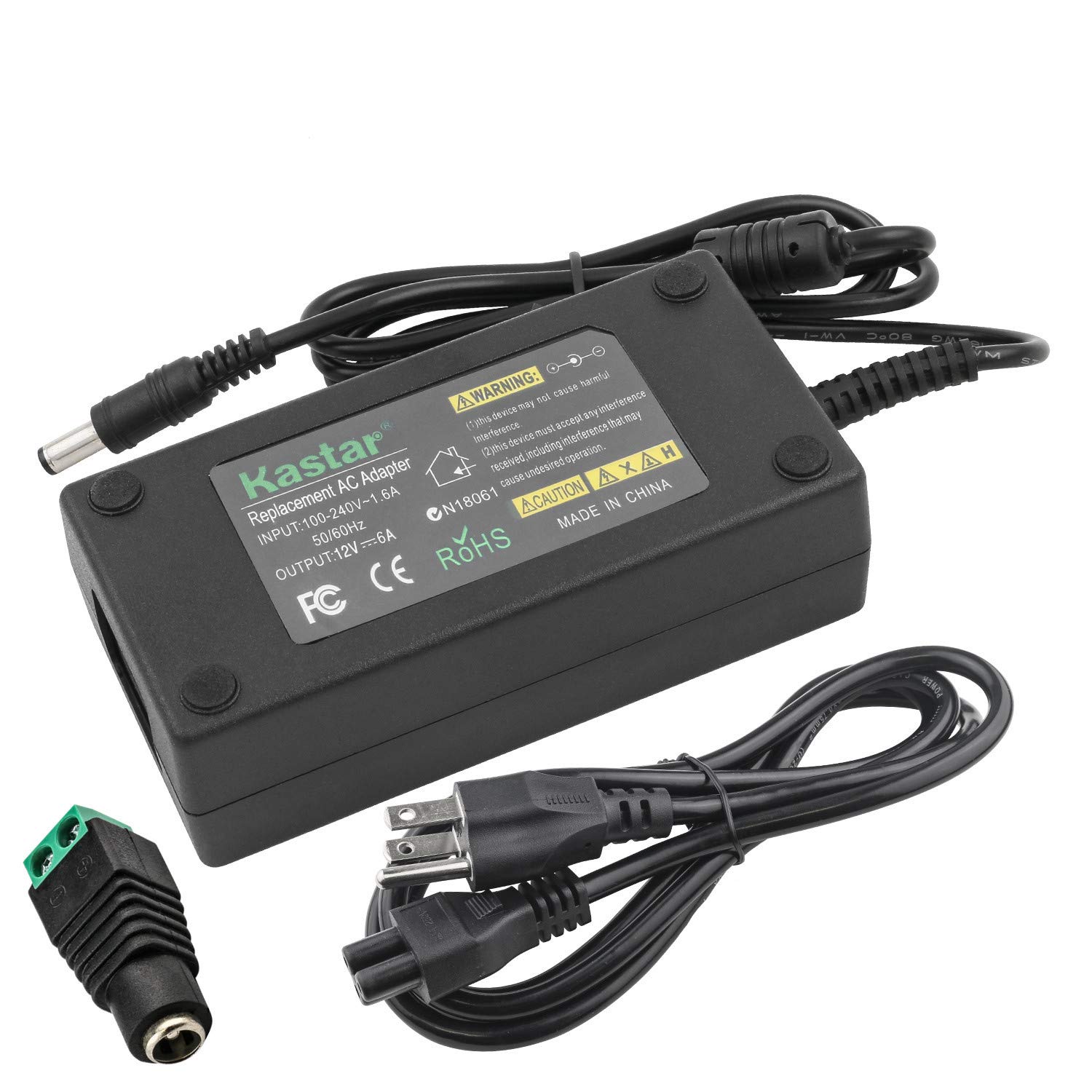 Kastar AC Adapter, Power Supply 12V 6A 72W, Tip