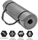 Lions Yoga Mat 10mm Thick NBR Non-Slip with Carry Strap Grey Silver view 5