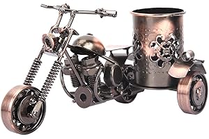 Vintage Motorcycle Model, Metal Motorcycle Decor Figurine, Motorcycle Pen Holder Stand, for Home Office Desktop Decor Gift