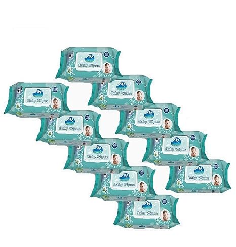 GLIDER Baby Wet Wipes with Lid/Flip-top(100 Wipes) (White) - Pack of 10