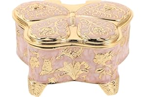 WATIIFUFU Butterfly Jewelry Box Metal Compact for Rings Necklaces Earrings Desktop Use Keepsake Storage