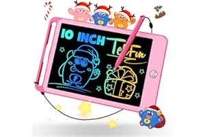 TEKFUN LCD Writing Tablet Kids Toddler Toys, 10inch Colorful Doodle Board Kids Travel Learning Toys Drawing Tablet, Birthday Gifts Presents for 3 4 5 6 7 Year Old Girls Boys (Pink)