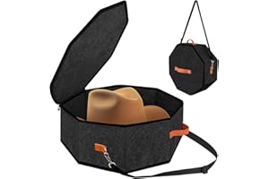 WINDANCE Hat Storage Box Stackable Wide Brim Hats Organizer Travel Case for Women Cowboy Hat Box for Travel 17" D x 7" H Caps Container Carrier