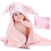 TBEZY Baby Hooded Towel with Unique Animal Design Ultra Soft Thick Cotton Bath Towel for Newborn (Bunny)