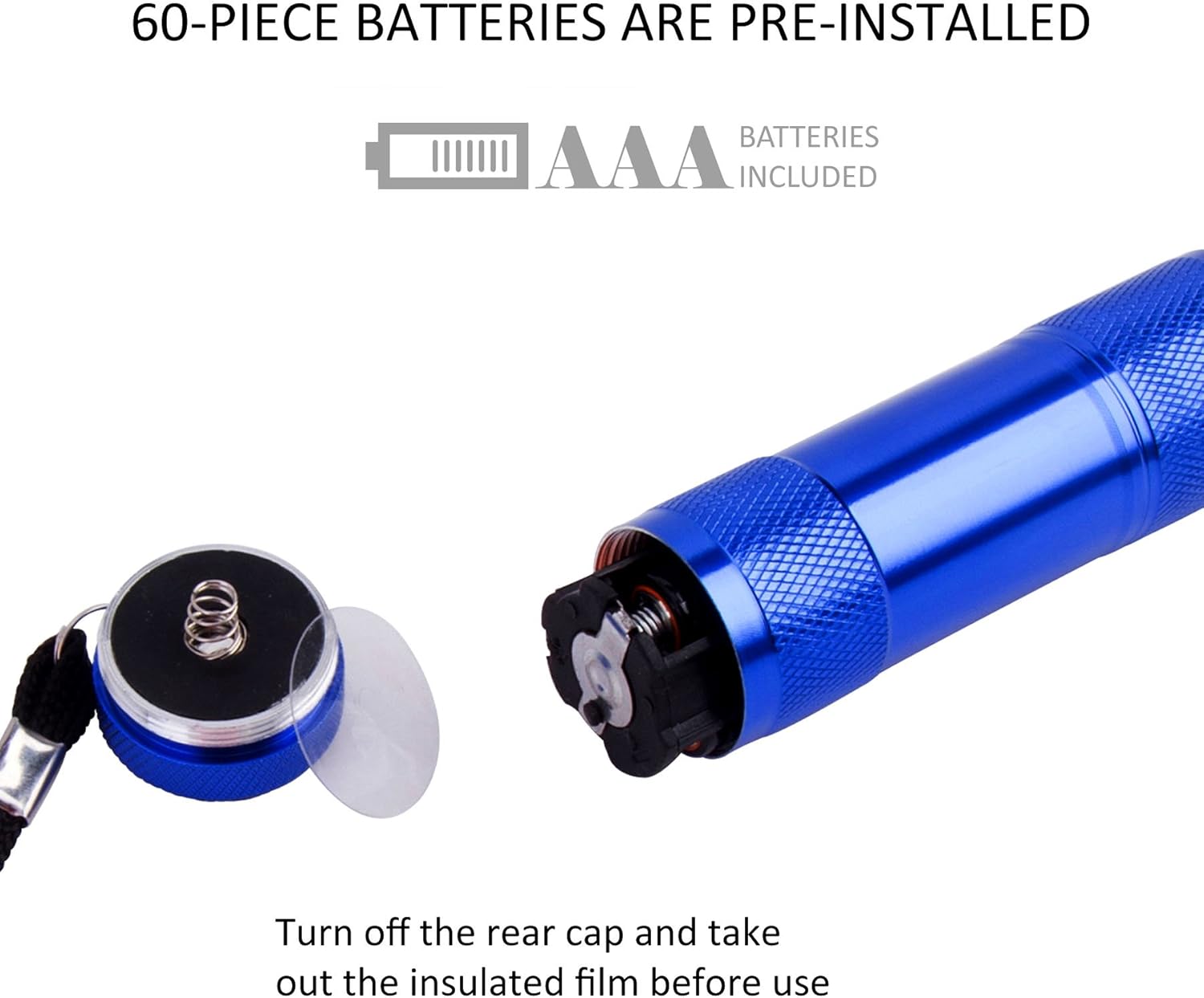 FASTPRO 20-pack Aluminum 6-LED Flashlights Set with Lanyard and 60-piece AAA Batteries Included and Pre-installed - - 