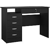 Tvilum Desk with 5 Drawers, Black Woodgrain