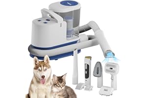 whall® Pet Grooming Vacuum for 99% Hair, 3 Mode Suction Dog Vacuum Brush for Shedding Grooming, Low Noise Dog Hair Vacuum Groomer with 2.3L Dust Cup, Blue