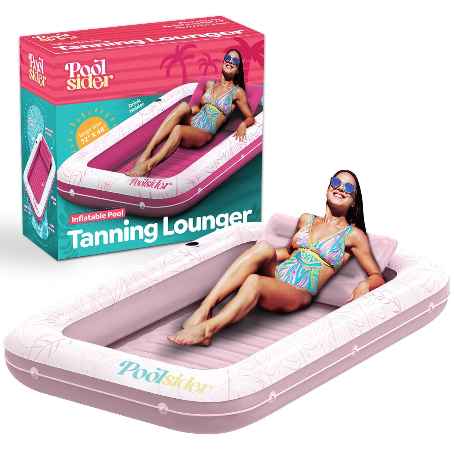 Photo 1 of Premium Inflatable Tanning Pool Lounger | XL Inflatable Tanning Bed for Adults - 4 in 1 Multipurpose Suntan Tub | Pool Floats Adults, Inflatable Pool Float | Tanning Float - Sunbathing Pool Raft
