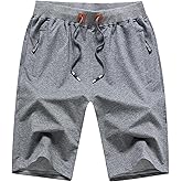 FoxQ Mens Casual Drawstring Shorts with Zipper Pockets Elastic Waist