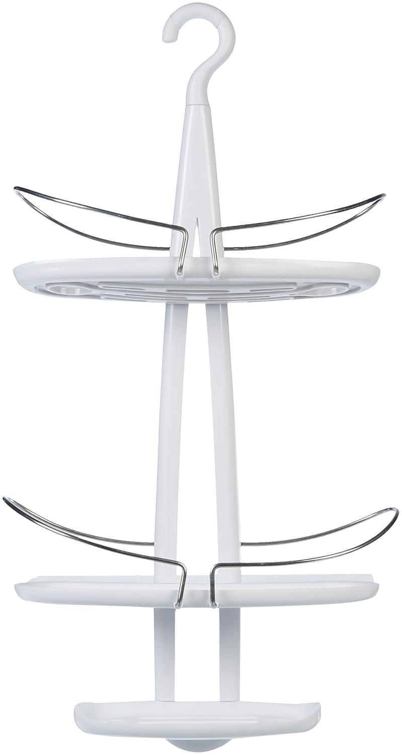 AmazonBasics - Estante de ducha con gancho giratorio, Blanco: Amazon.es