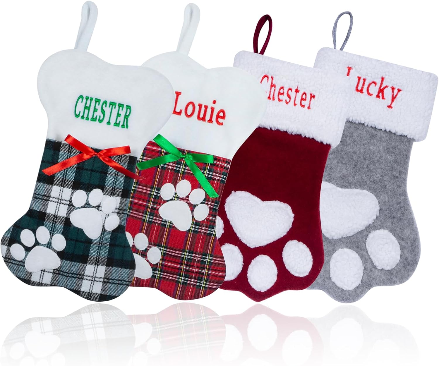 Stockings & Holders - CRSTAFU 1Pc Personalized Cat Dog Christmas Stockings, Custom Embroidered Name Pet Cat Dog Stockings Christmas, Family Xmas Stocking for Dogs