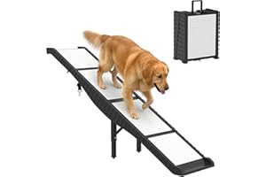 PawHut Extra Long 69" Foldable Dog Ramp for Car, SUV, Truck, Portable Dog Car Ramp with Support Leg, Non-Slip TPR Surface, Li
