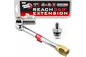 SKÖG Chuck Mates Reach360 Articulating 7-inch Extension for Tire Inflators | 1/4" F-NPT & Schrader Adapter | Dually Trucks RV Bicycle Car Semi