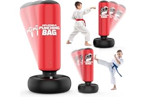 Finditop Inflatable Sports Toys Punching Bag for Kids – Bop Bag for Toddlers and Children Ages 4 5 6 7 8 – 47" Blow Up Toy with Bounce-Back Action – Upgraded Version