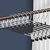HWAJAN Pants Hangers with Clips 20 Pack 16Inch Adjustable Skirt Hanger for Women Non-Slip Trousers Hanger for Jeans Clothes Hangers for Pants Heavy Duty Space Saving Shorts Hangers,Black