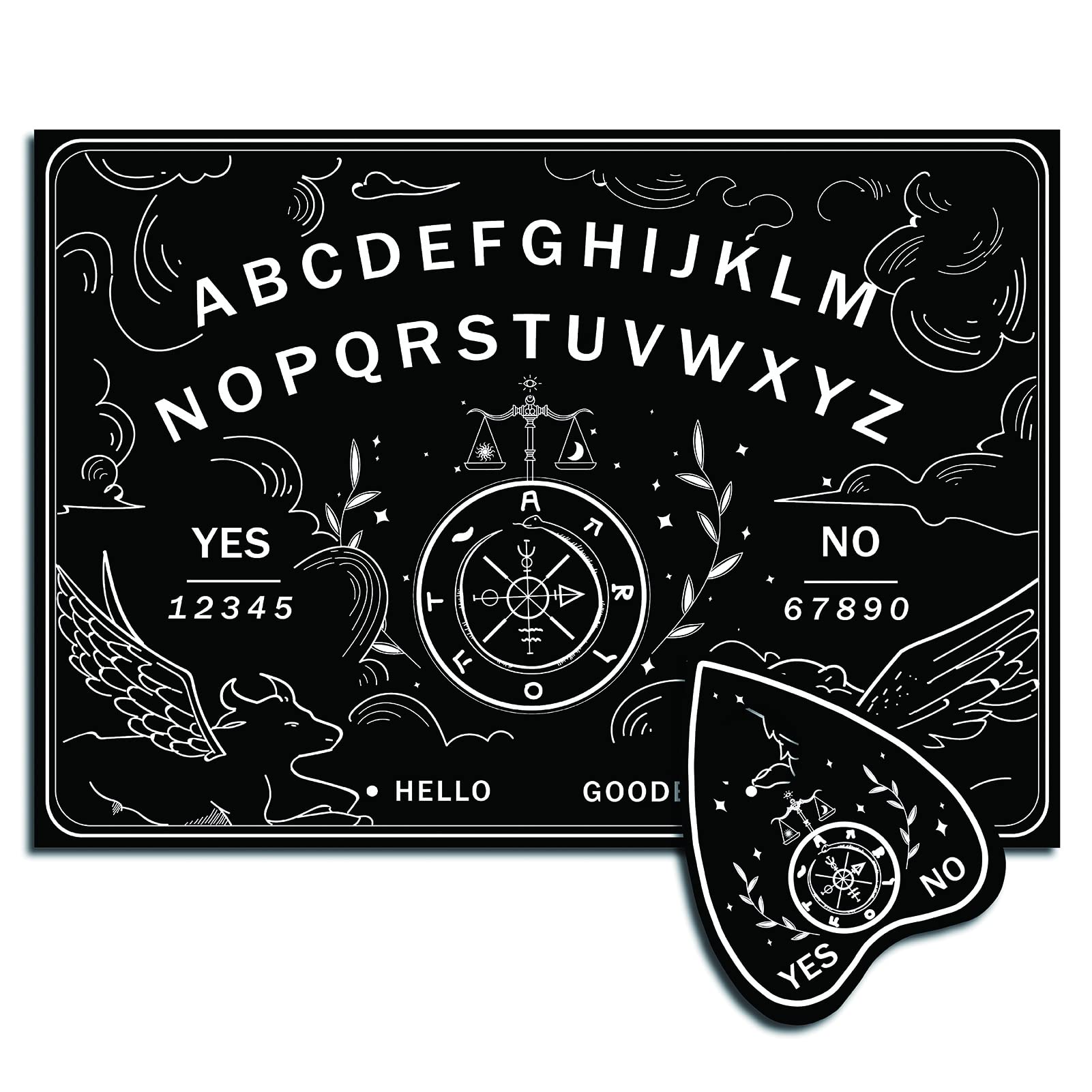 CREATCABIN Wood Spirit Board Pendulum Board Wooden Talking Boards with Planchette Black Dowsing Divination Kit Game Spirit Hunt Metaphysical Message Decor for Wicca Pagan 11.8 x 8.3 Inch-Balance