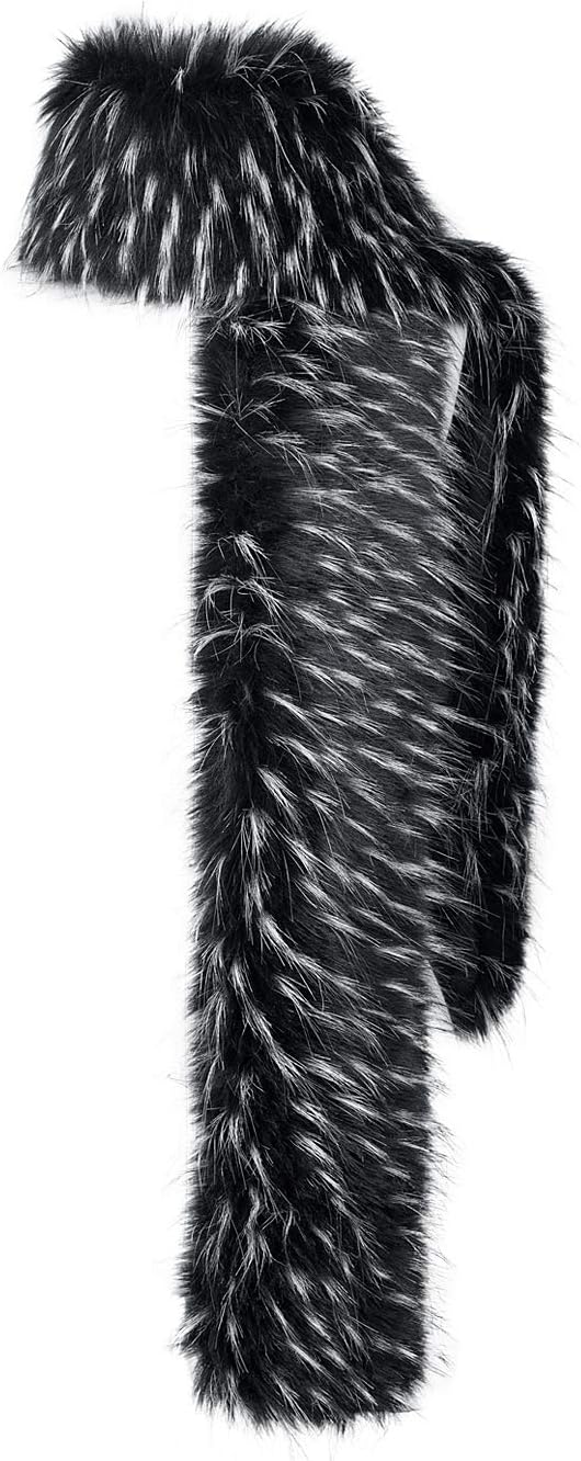 LITHER Women Winter Warm Faux Fox Fur Scarf Collar Long Wrap Scarf Stole Shawl Shrug