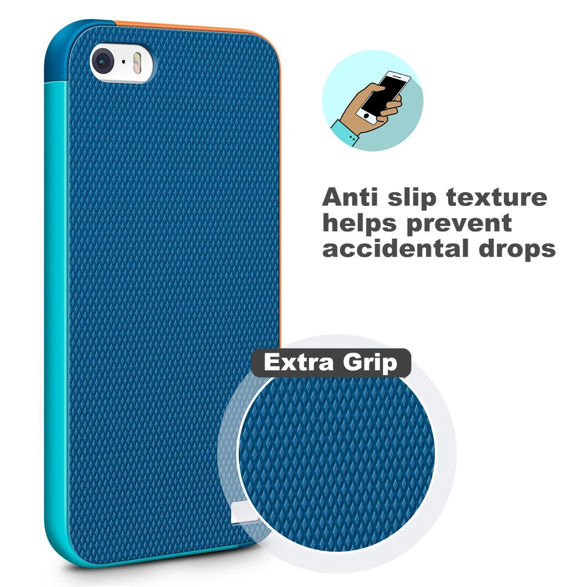 iPhone 5s / 5 / SE Case, LoHi Apple iPhone 5S Case [Dual Protection] Anti-Scratch Shockproof Bumper Case - Blue
