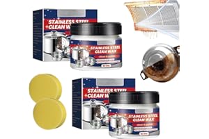 AUJ 2PCS Stainless Steel Clean Wax, Magical Nano-Technology Stainless Steel Cleaning Paste, Stainless Steel Cleaner and Metal Polish, 3 In 1 Stainless Steel Wax Cleaner for Grease, Oven, Sink