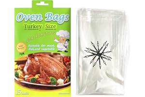 NEWCOS 15 Counts Large Turkey Bags, Oven Bags for Cooking,Meat Roasting Bags Safe for Meats Turkey Fish Vegetables - 20×24 IN (1 PACK)