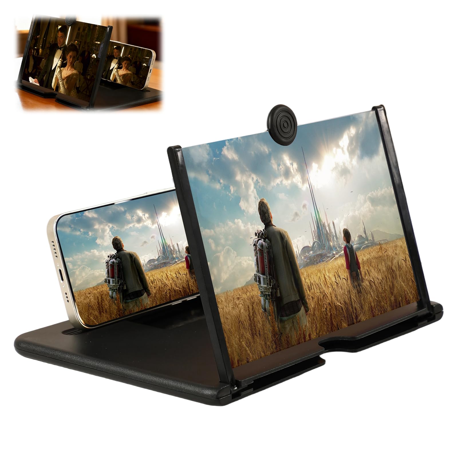 Photo 1 of ****Small scratch******* Screen Magnifier Version, 2026 New Mobile Phone 3D HD Magnifying Projector Screen Enlarger for Movies, Videos and Gaming with Screen Magnifier Compatible with All Phones (Black, 10 inch)