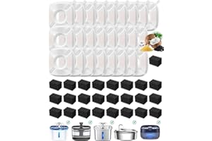 BECKACHER 50 Pcs Cat Water Fountain Filters For Veken 95oz/2.8L, 67oz, 85oz, 135oz Dog Water Fountain Automatic Pet Fountain Dog Water Dispenser 25Pcs Pet Fountain Filter Replacement & 25Pcs Pre-Filter Sponges
