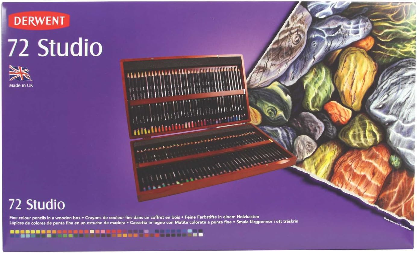 Derwent Colored Pencils, 72 Studio, 3.4mm Core, Wooden Box, 72 Count (32199) : Wood Colored Pencils : Office Products