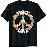 Peace Sign Love 60s 70s Costume Groovy Hippie Theme Party T-Shirt