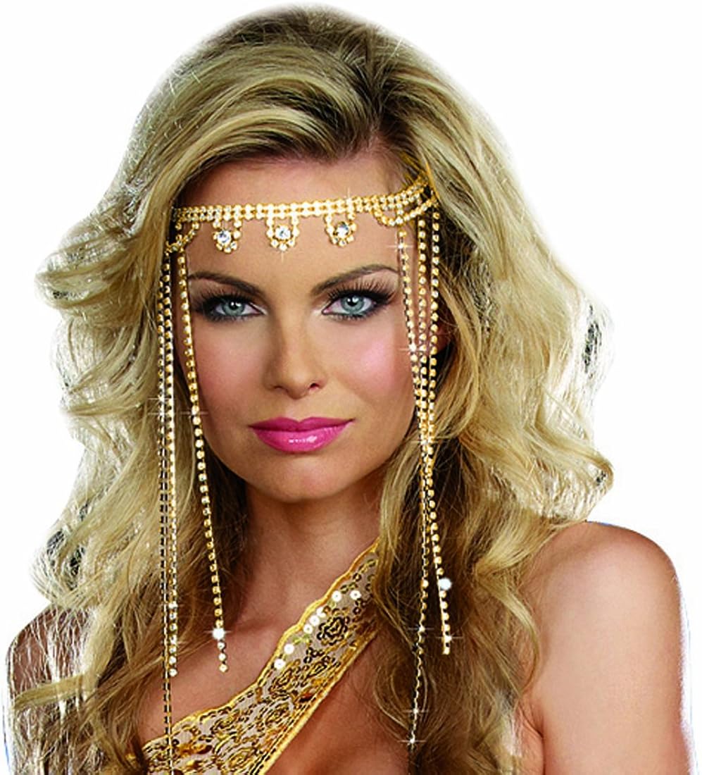 Dreamgirl Women's Shimmer Rhinestone Headpiece, Gold, One Size: Clothing