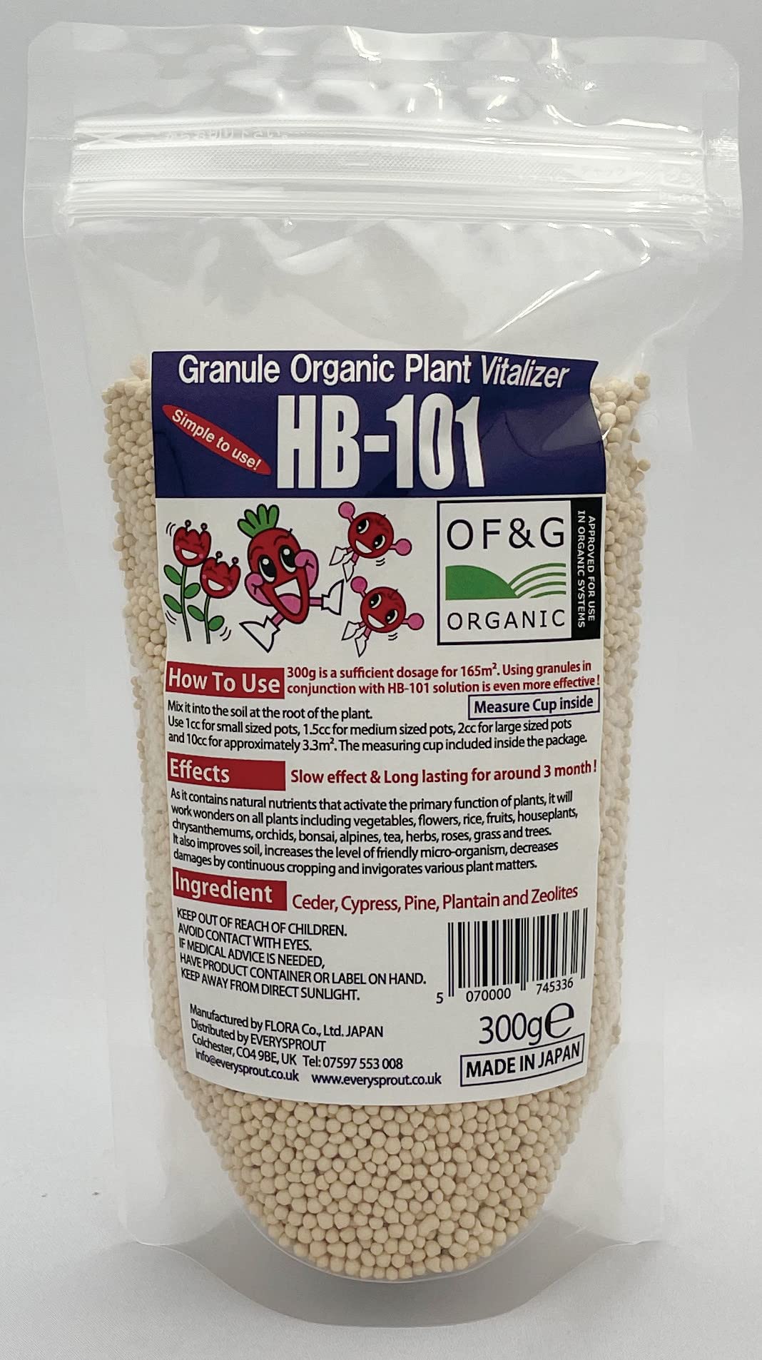 FLORA HB-101 Organic All-Purpose Plant Vitalizer Granule/OF&G Organic Certified (300g)