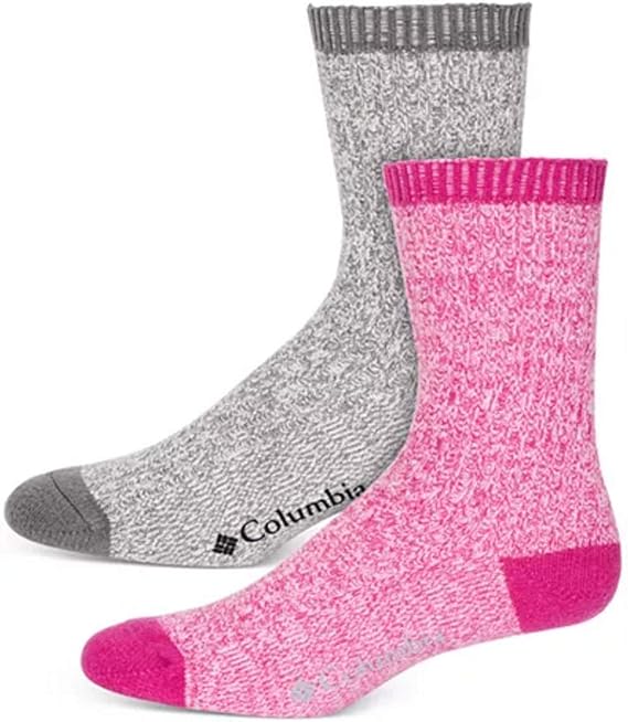 Columbia Women's Super Soft Marled Rib Crew Socks2 Pairs, fuchsia