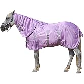 LEAFOREST Horse Fly Sheet with Neck Cover &amp; Belly Band Mesh UV Protection | Lightweight Breathable Summer Sheets for Horses, Cool Thin Equine Blanket in Purple 78"
