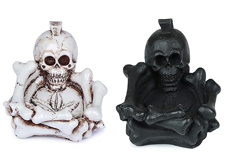 Pinkdesh Resin Material Skull and Bones Ashtray for Bar Accessories, Smoking Room Decor for Smokers/Cigarette Ash-Set of 2