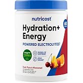 Nutricost Hydration + Energy Powder (Fruit Punch) 60 Servings | Electrolytes, 100mg Caffeine, Zero Sugar, Gluten-Free, GMO-Free