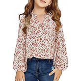 blibean Girl Flower Bell Sleeve Blouse Floral Fall Tops 4-15 Years