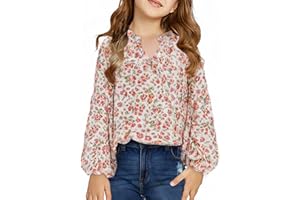 blibean Girl Flower Bell Sleeve Blouse Floral Fall Tops 4-15 Years