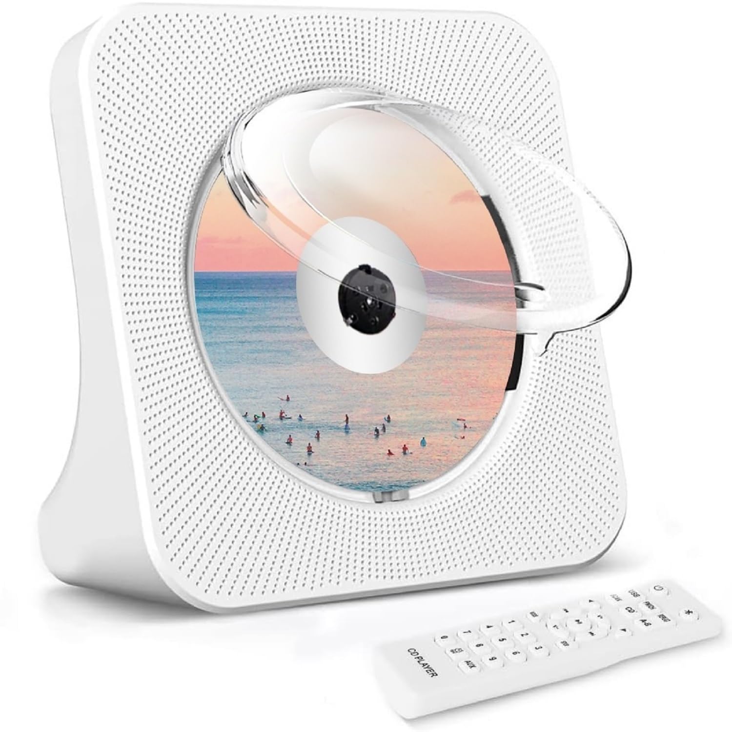 Portable CD Player with HiFi Speaker, Bluetooth CD Players for Home with Dust Cover,LED Screen Display,Remote Control,Desktop CD Player Support CD/FM Radio/Bluetooth/U-Disk/AUX/Repeat