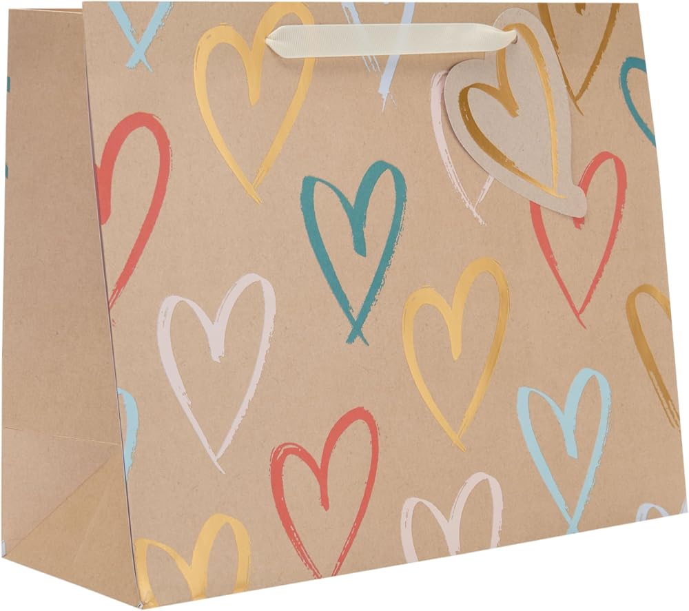 UK Greetings Large Gift Bag for Her Friend Kraft Hearts Design 33x26.7x13.7 cm