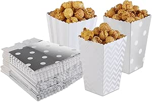 OUNONA Cajas de Palomitas Bolsas de Palomitas Rayas Polka Punto Plata 50 Unidades