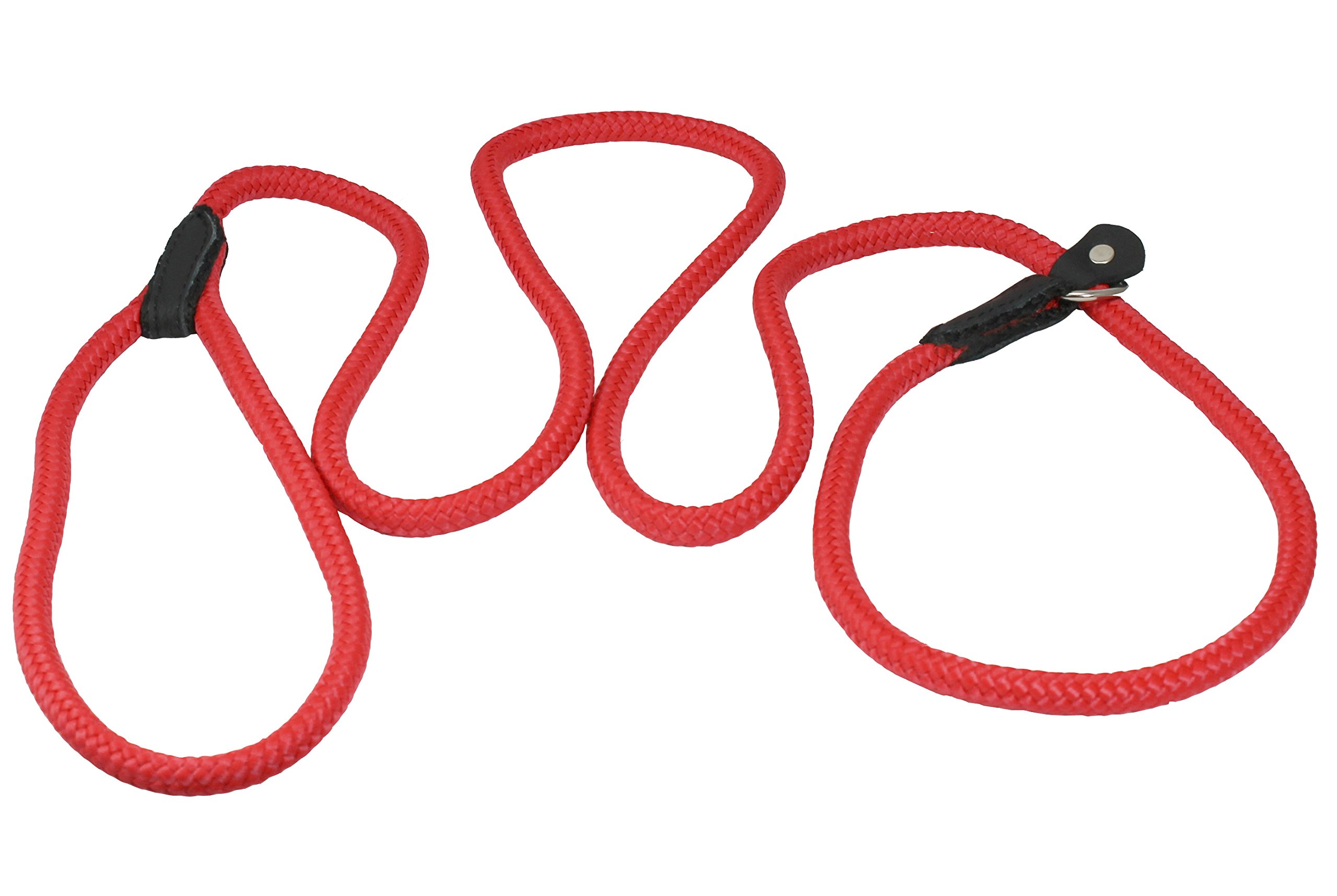 Dogs My Love Nylon Rope Slip Dog Lead Collar and Leash British Style 4ft Long (Medium: 3/8" (8mm), Red)