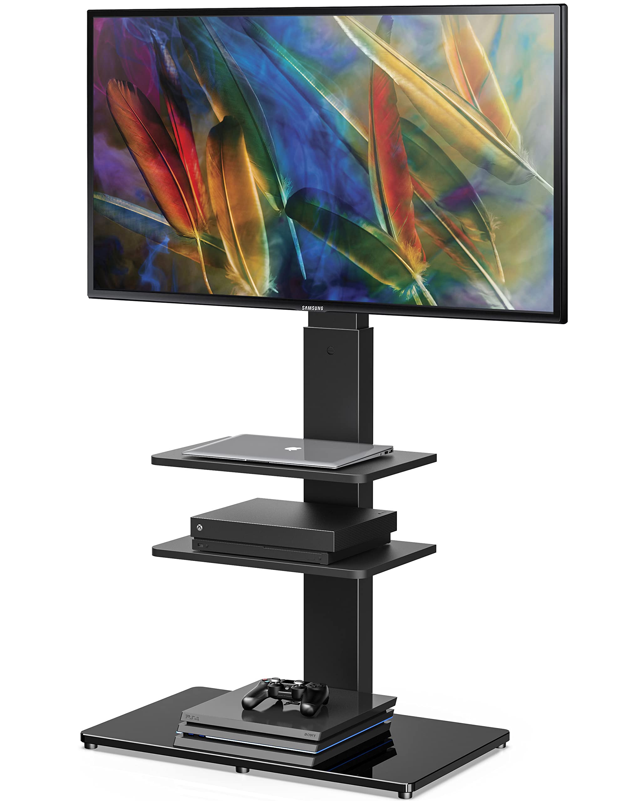 FITUEYES TV Floor Stand for 32-65 inch TV, Swivel & Height Adjustable Mount, Max VESA 600X400mm Holds 40kg Black