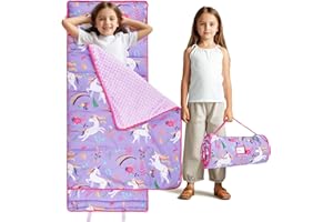 KingCheer Toddler Nap Mat with Pillow and Blanket, Extra Large Napping Mats, Slumber Bags for Boys and Girls Sleeping Bag for Preschool Daycare Camping Traveling