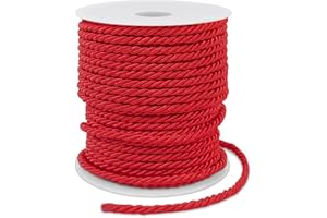 LEREATI 27 Yards Twisted Silk Rope Cord, Red 3mm Satin Nylon Cord Trim Thick Decorative Rope, Cording for DIY Crafts, Curtain Tieback, Home Décor, Graduation Cords