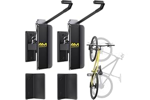 AM alphamount Swivel Bike Wall Mount, Metal Wall Bike Rack with Durable Sleeves, Space-Saving Vertical Bike Rack with 180° Swivel for Home and Garage, Bike Storage Hanger Mount Up to 66 lbs, 2-Pack