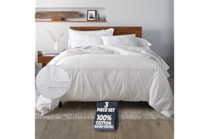 Ella Jayne California King Duvet Cover (3 Pieces), 100% Cotton Percale, King/Cali King, Breathable & Lightweight Cal King Duvet Cover (1 Piece) 106 x 90 Inches with 2 Pillow Shams (White Design)