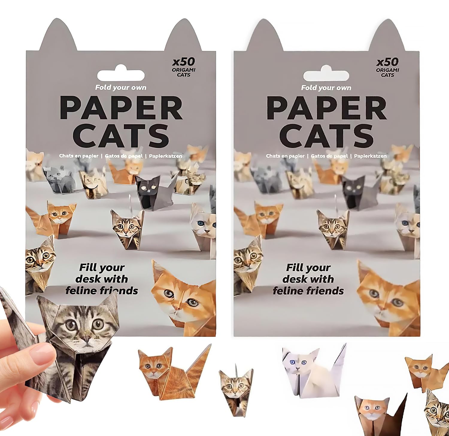 Nocecfi DIY Paper Cats Origami Kit, 100 Pcs Cute 3D Craft Paper cat Stickers Arts Kits for Kids and Adults Animal Lovers, Mini Creative Crafts Gifts Decorations Set (Cat+Cat)