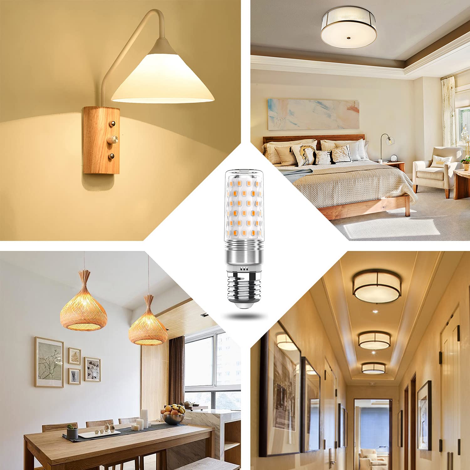 RuLEDne E27 LED Lampen Warmweiß 7W Mais Birne Lampen 2700K, Edison Schraube E27 LED Energiesparlampe Birnen Ersetzt 60W-80W Glühlampe 5 Pack 7