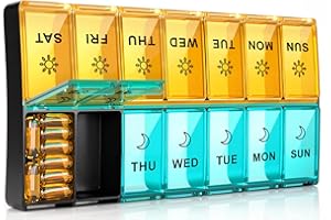 Mossime XL Large Daily Pill Organizer 2 Times a Day, Extra 7 Day Pill Box Am Pm, Weekly Day Night Vitamin Holder, Medicine Organizer, Big Pill Container, Medication Dispenser 14 Compartments
