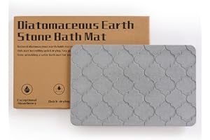 AMOAMI-Stone Bath Mat, Fast Drying Diatomaceous Earth Bath Mat, Non Slip Water Absorbent Shower Mat Easy to Clean Gray 16"x24"